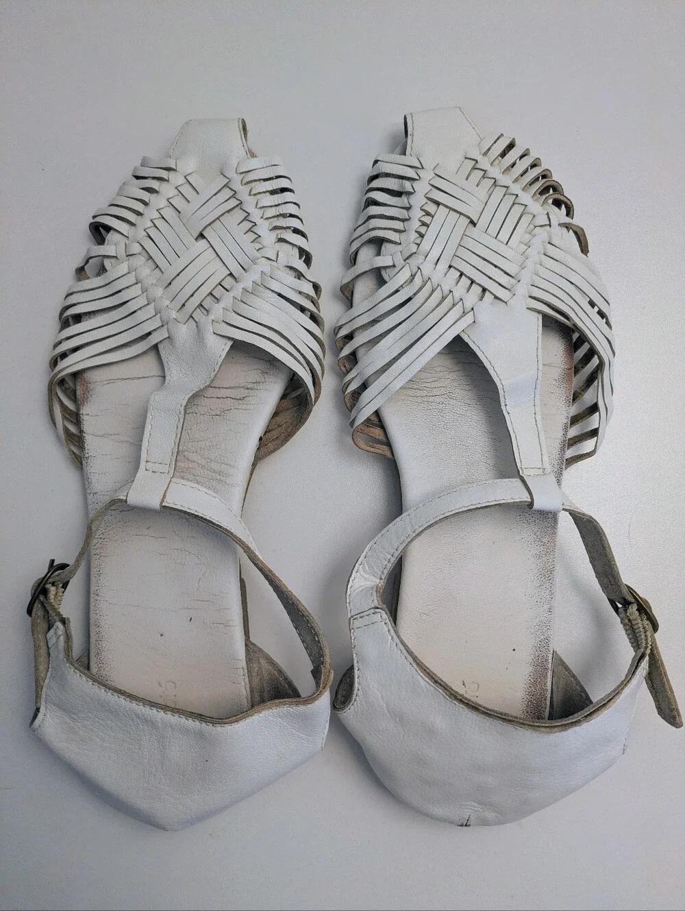 Ecote Cream Woven T-Strap Sandals